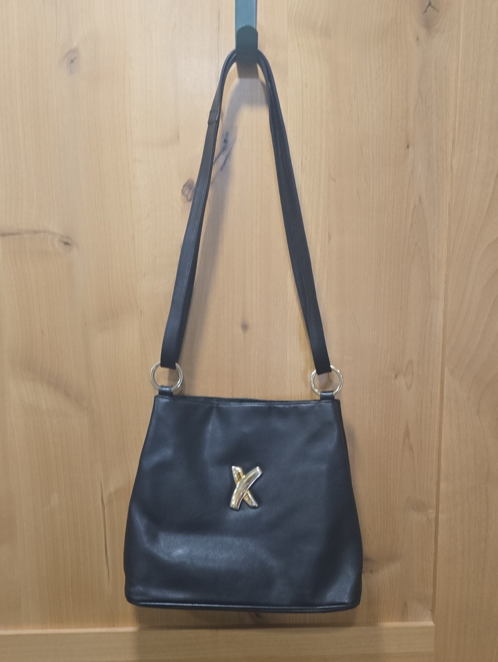 Vintage PALOMA PICASSO Black Shoulder Bag with Gold Logo